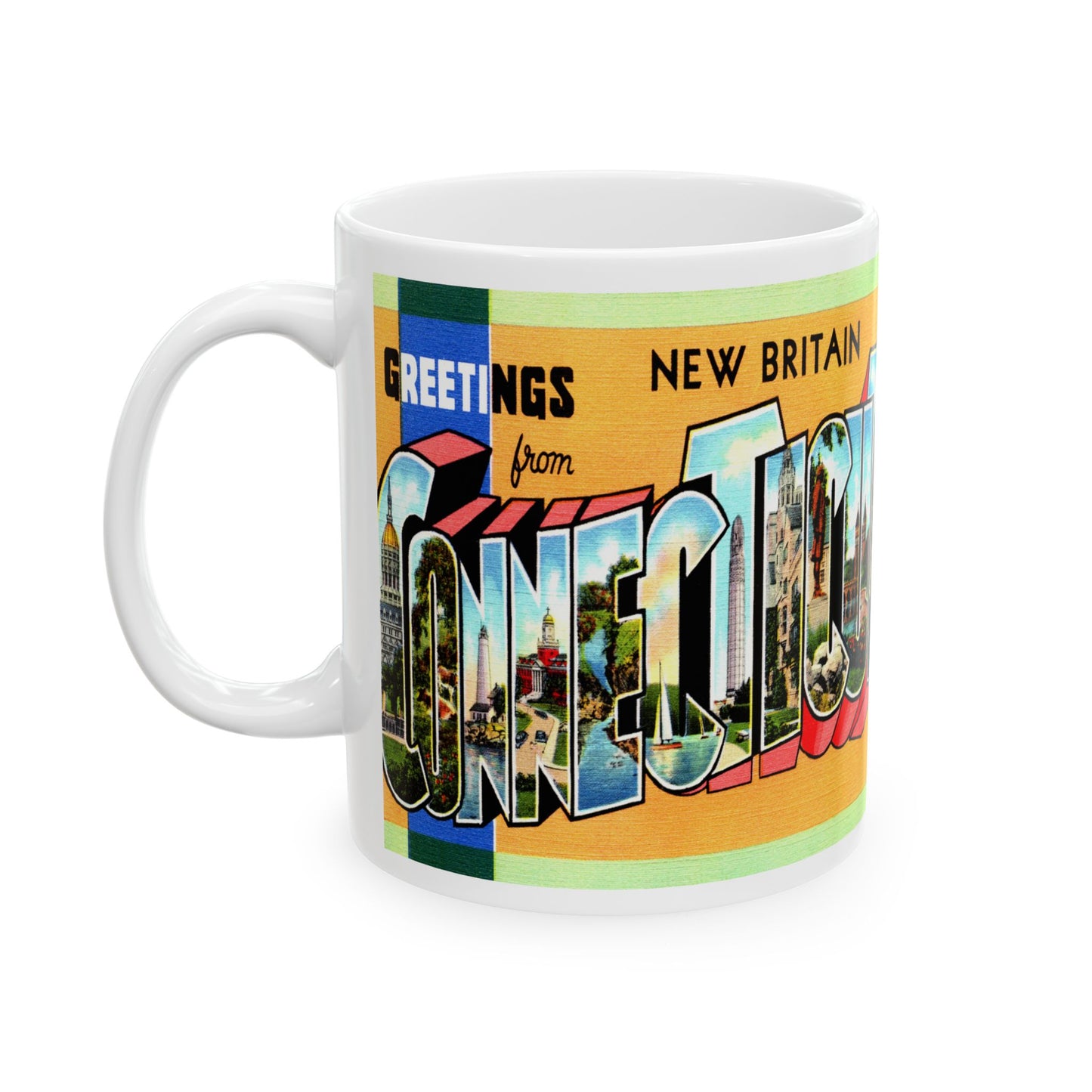 Memebly Vintage Greetings from New Britain CT Connecticut Coffee Mug