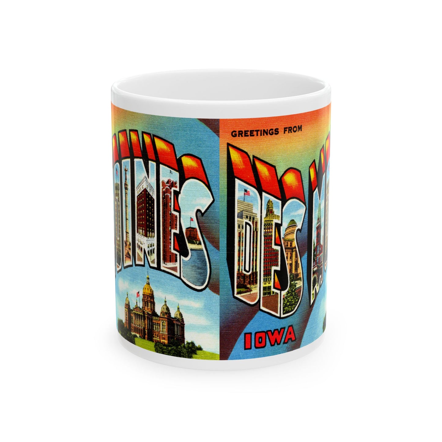 Memebly Vintage Greetings from Des Moines IA Coffee Mug