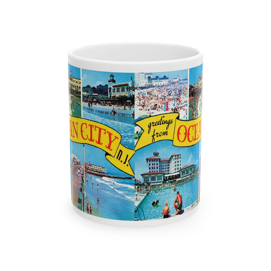 Memebly Retro 1950s Greetings from Ocean City NJ New Jersey Coffee Mug