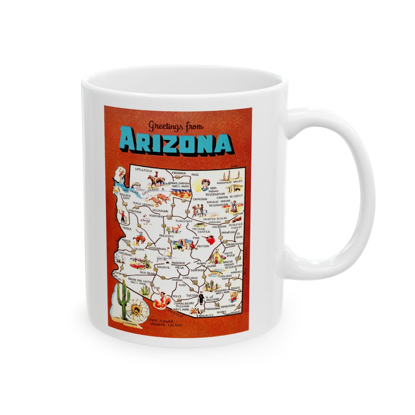 Memebly Vintage Greetings from Arizona AZ Map  Coffee Mug