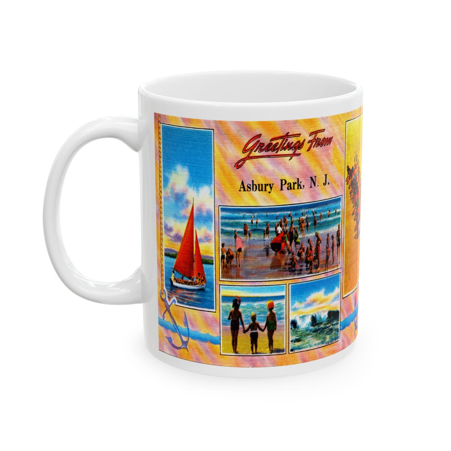 Memebly Vintage Beach Greetings from Asbury Park NJ New Jersey Coffee Mug