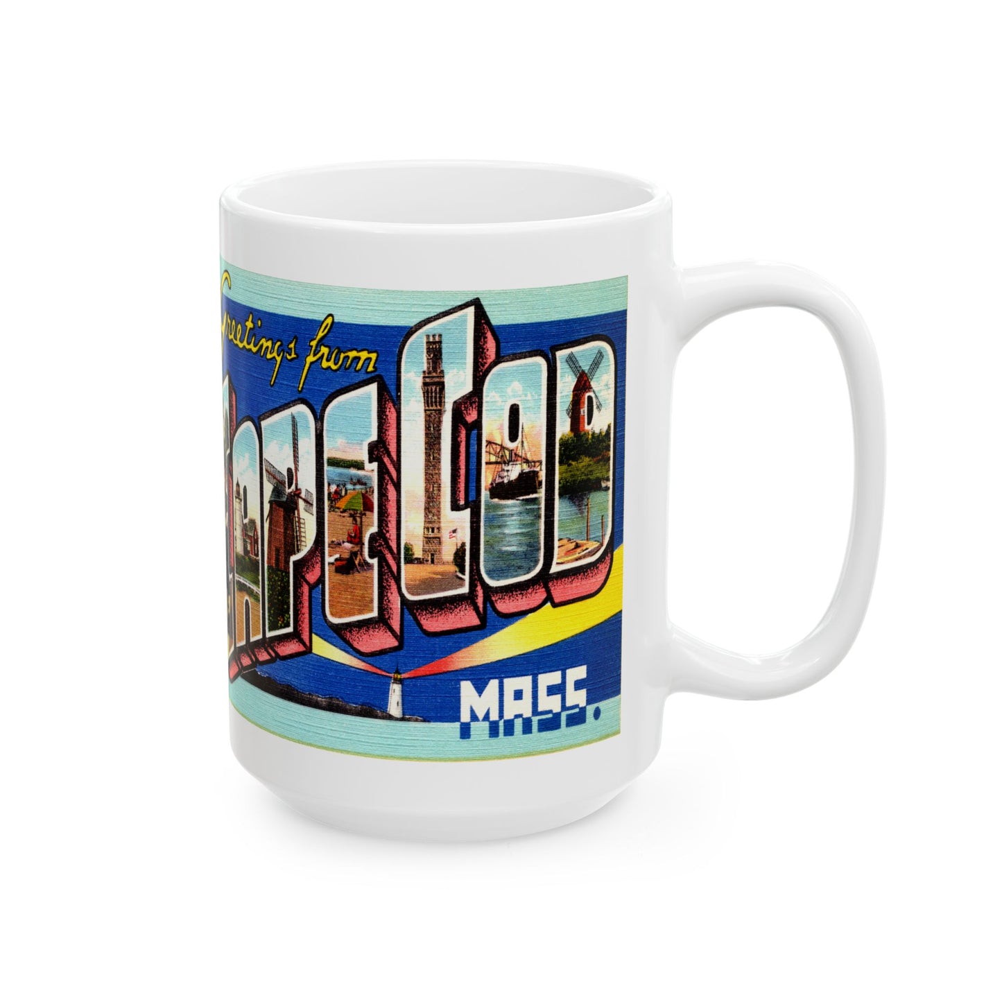 Memebly Vintage Retro Greetings from Cape Cod MA Massachusetts Coffee Mug