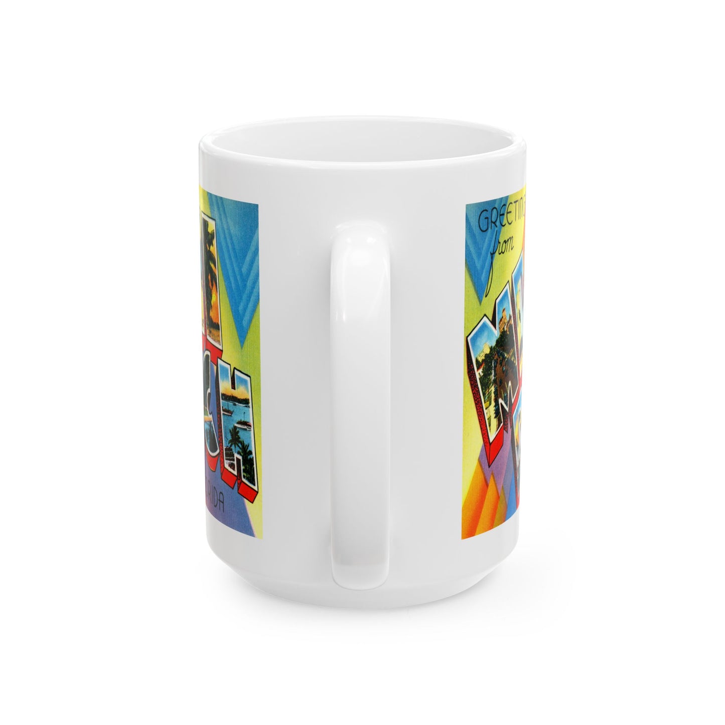 Memebly Colorful Greetings from Miami Beach FL Florida Coffee Mug