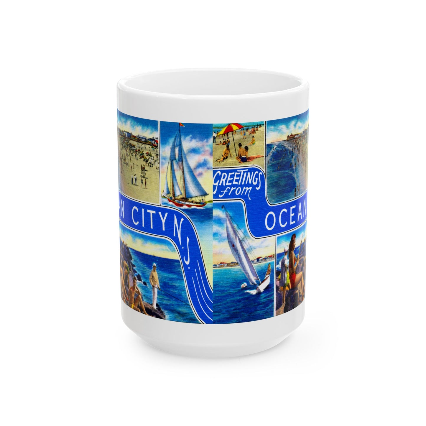 Memebly Scenic Vintage Greetings from Ocean City NJ New Jersey Coffee Mug