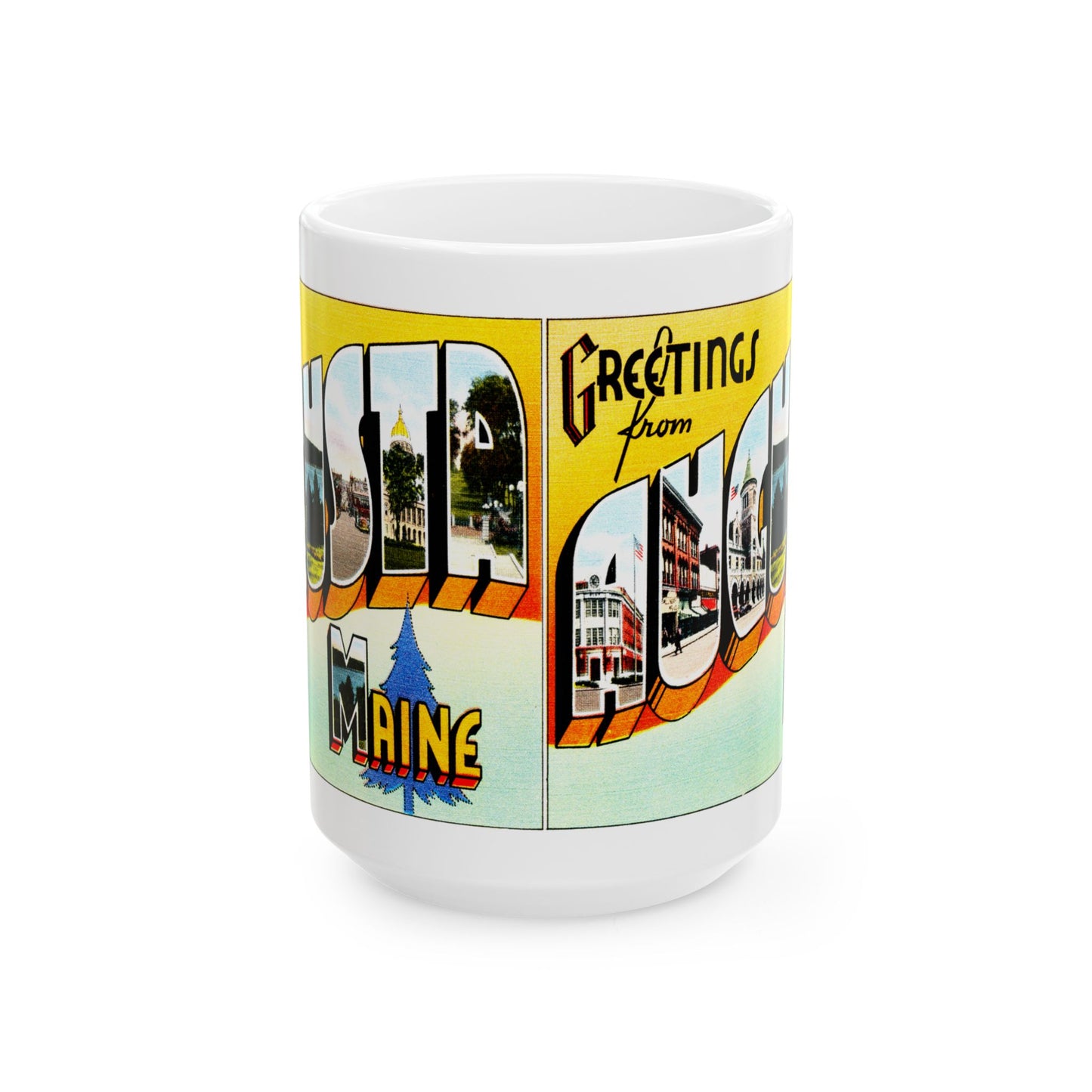 Memebly Vintage Greetings from Agusta ME Maine Coffee Mug