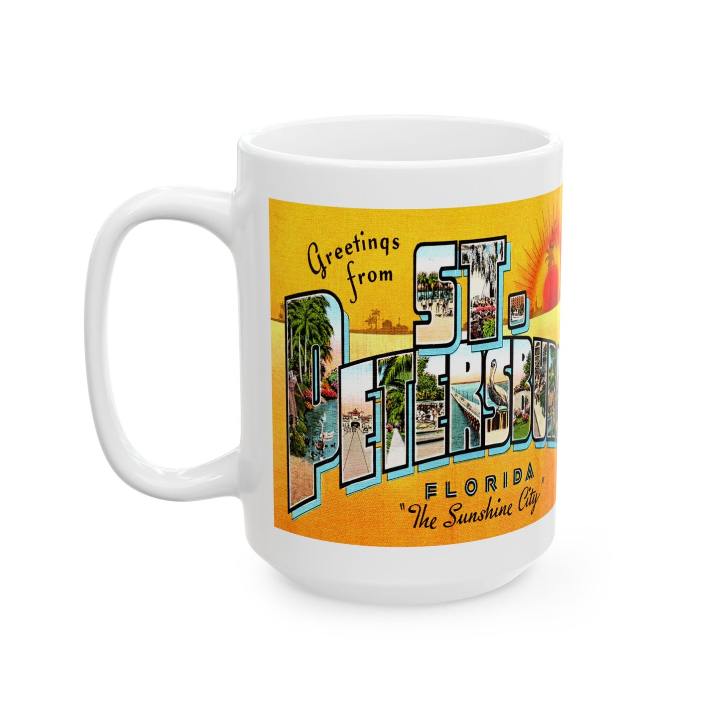 Memebly Retro Greetings from Saint St Petersburg FL Florida Coffee Mug