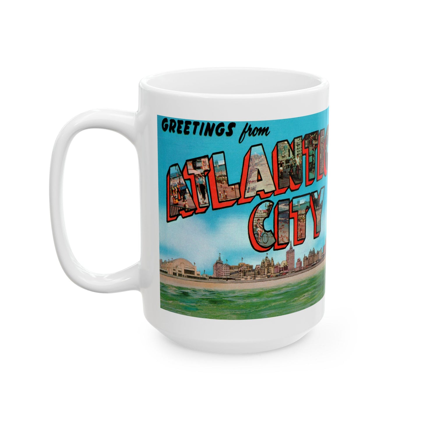 Memebly Retro 1950s Greetings from Atlantic City NJ New Jersey Coffee Mug