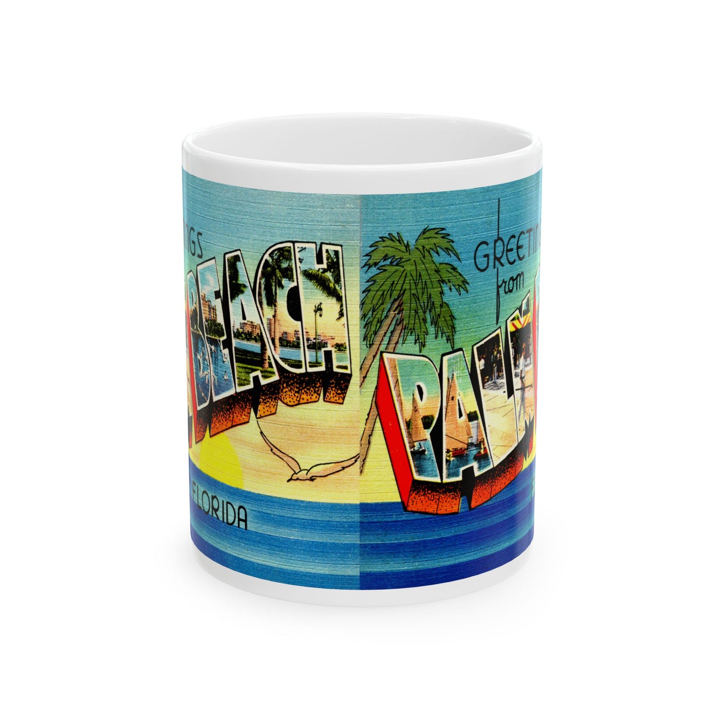 Memebly Retro Greetings from Palm Beach FL Florida Coffee Mug