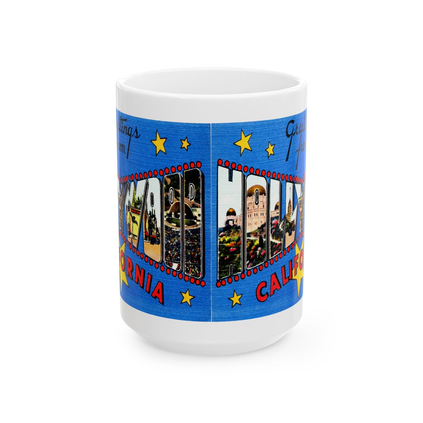 Memebly Colorful Greetings from Hollywood CA California Coffee Mug