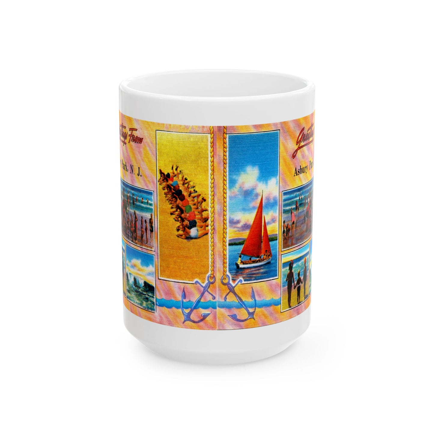 Memebly Vintage Beach Greetings from Asbury Park NJ New Jersey Coffee Mug