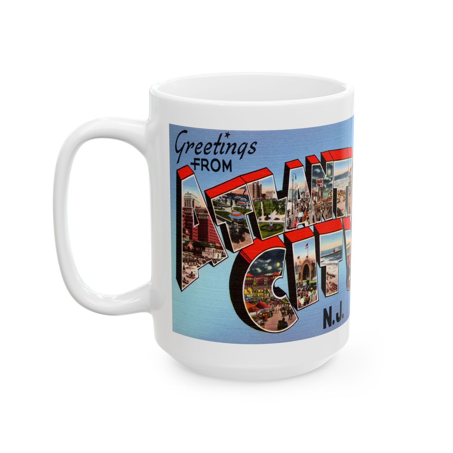 Memebly Scenic Retro Greetings from Atlantic City NJ New Jersey Coffee Mug