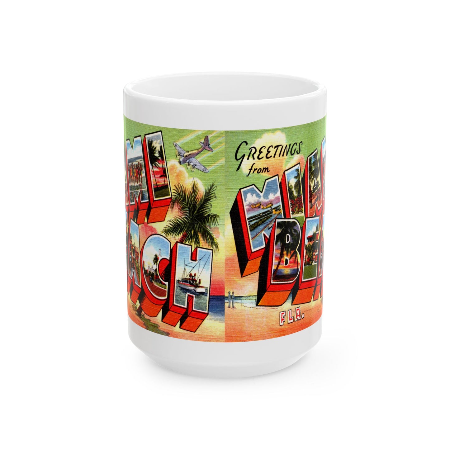 Memebly Colorful Retro Greetings from Miami Beach FL Florida Coffee Mug