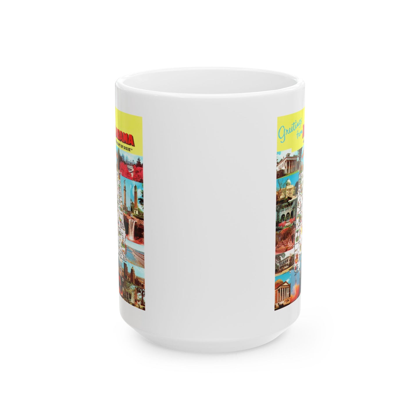 Memebly Retro 1950s Greetings from Alabama Map Coffee Mug