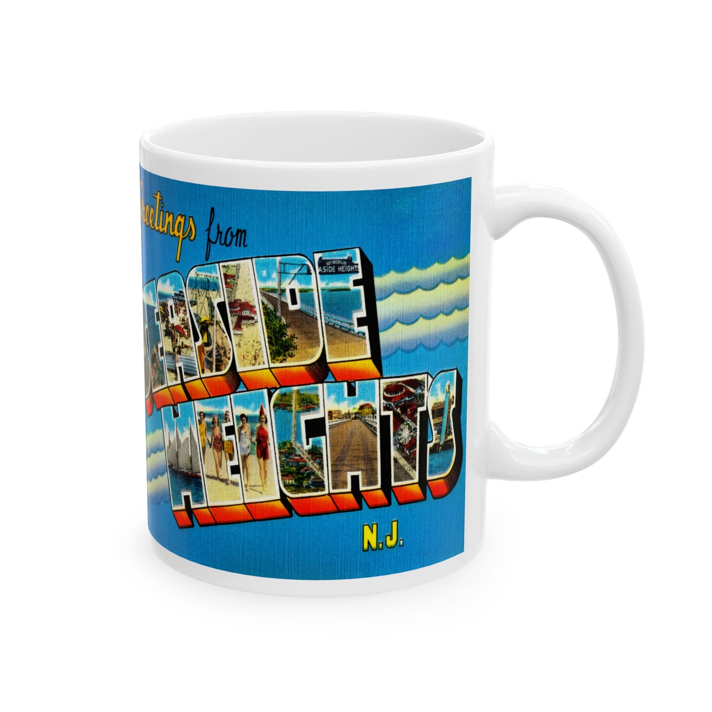 Memebly Vintage Greetings from Seaside Heights NJ New Jersey Coffee Mug