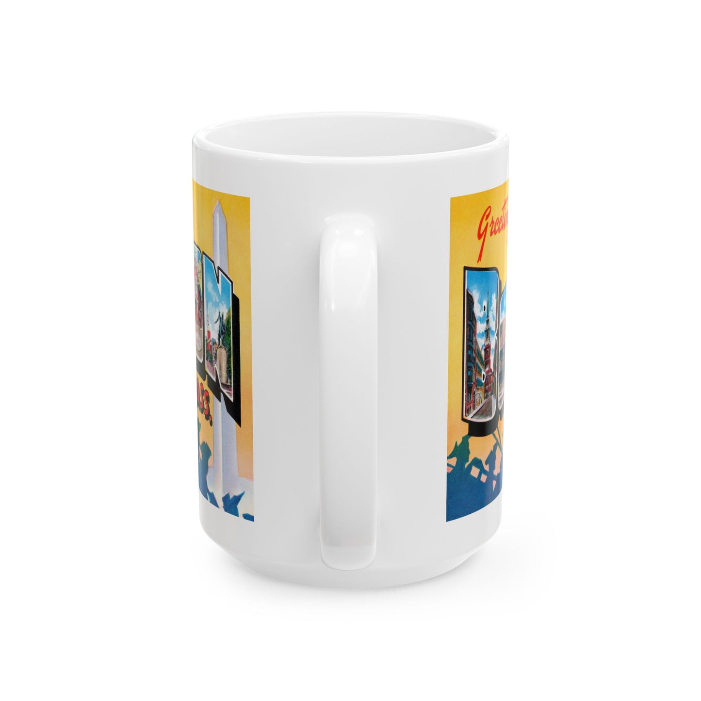 Memebly Retro 1950s Greetings from Boston MA Massachusetts Coffee Mug