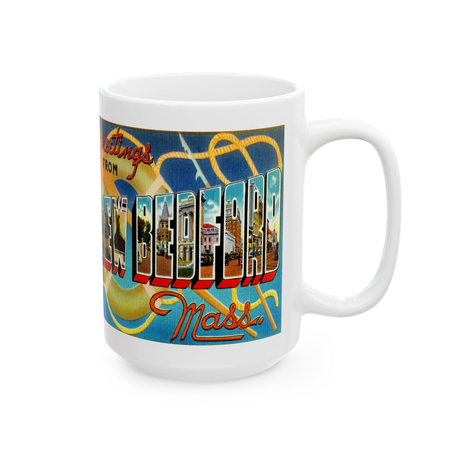 Memebly Colorful Retro Greetings from New Bedford MA Massachusetts Coffee Mug