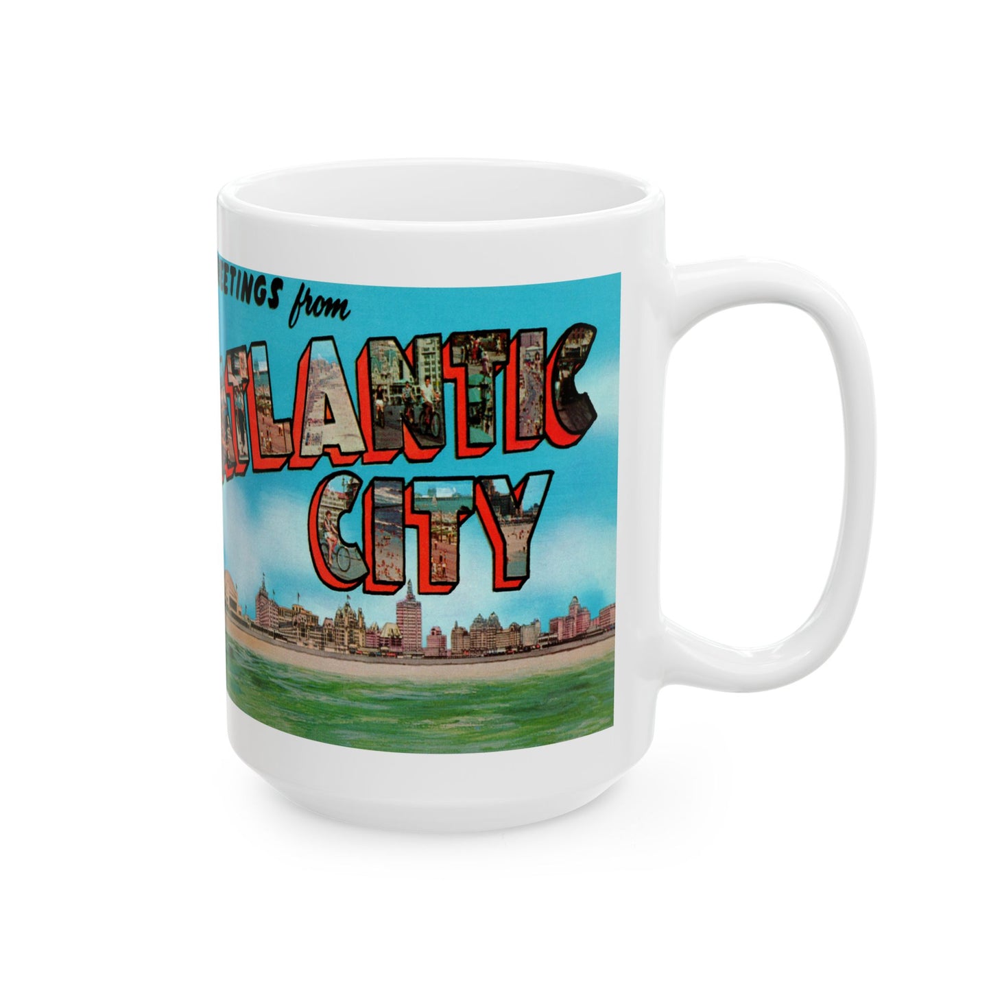 Memebly Retro 1950s Greetings from Atlantic City NJ New Jersey Coffee Mug