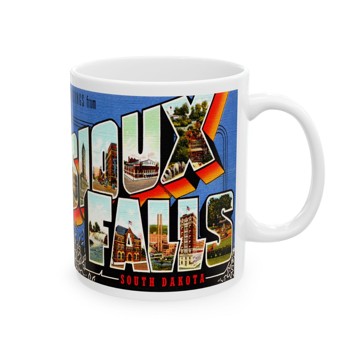 Memebly Vintage Greetings from Sioux Falls SD South Dakota Coffee Mug