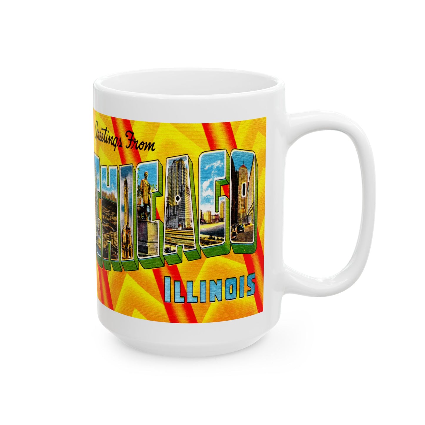 Memebly Retro Greetings from Chicago IL Coffee Mug