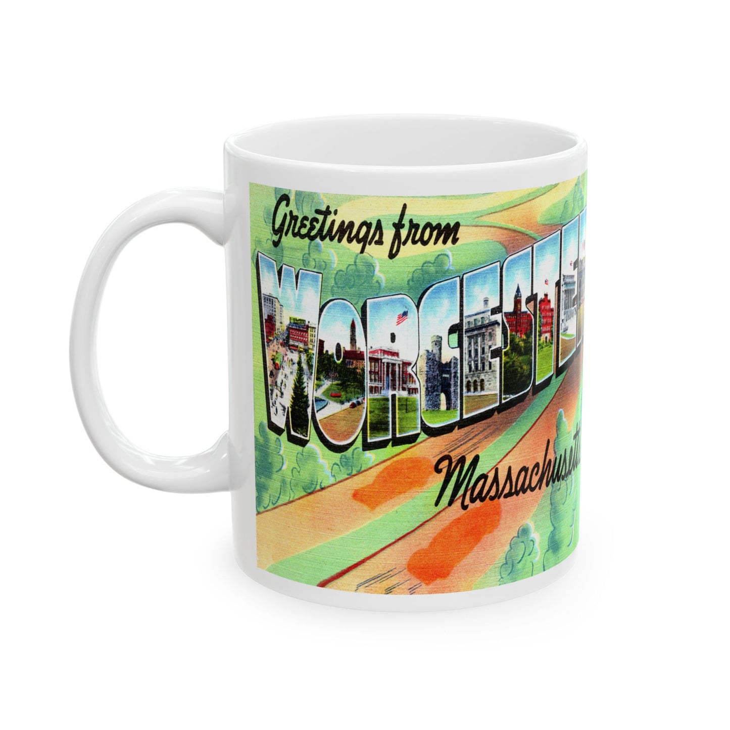 Memebly Retro Greetings from Worcester MA Massachusetts Coffee Mug