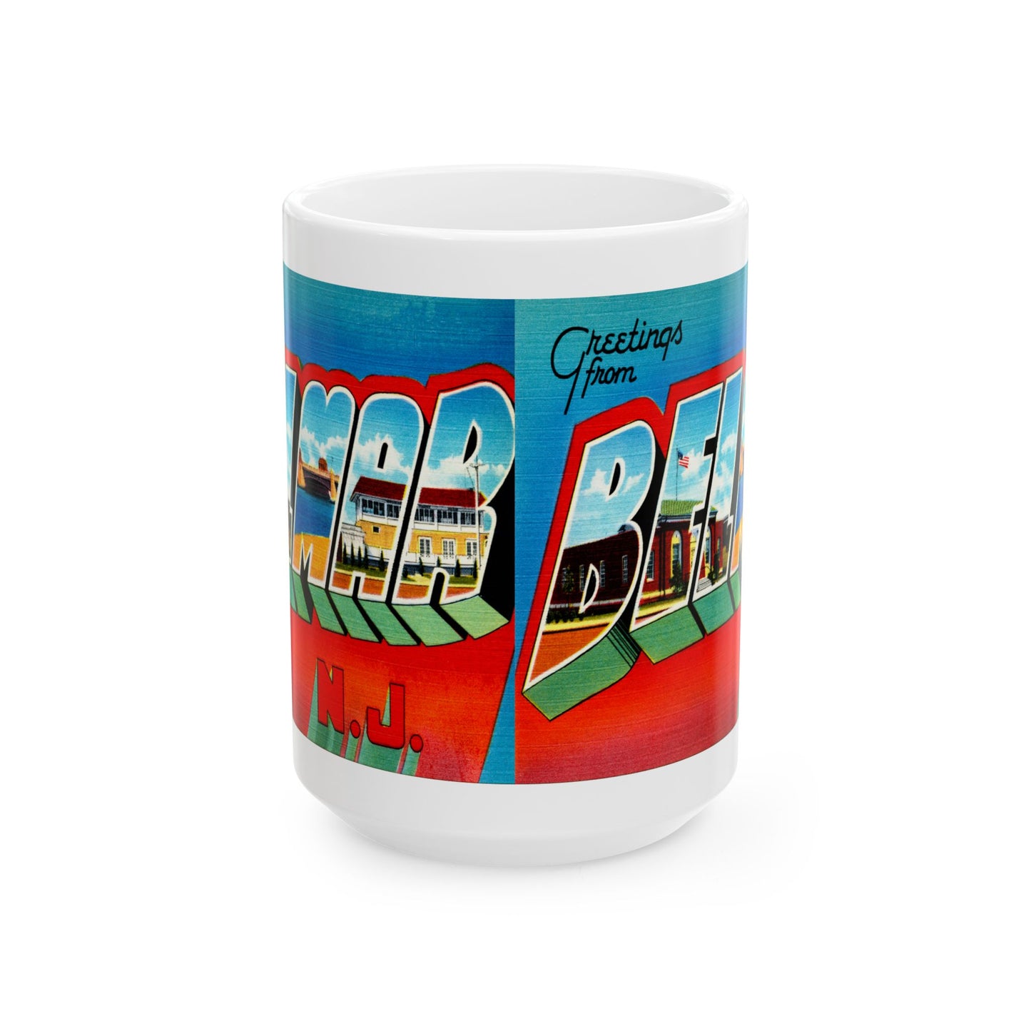 Memebly Vintage Greetings from Belmar NJ New Jersey Coffee Mug