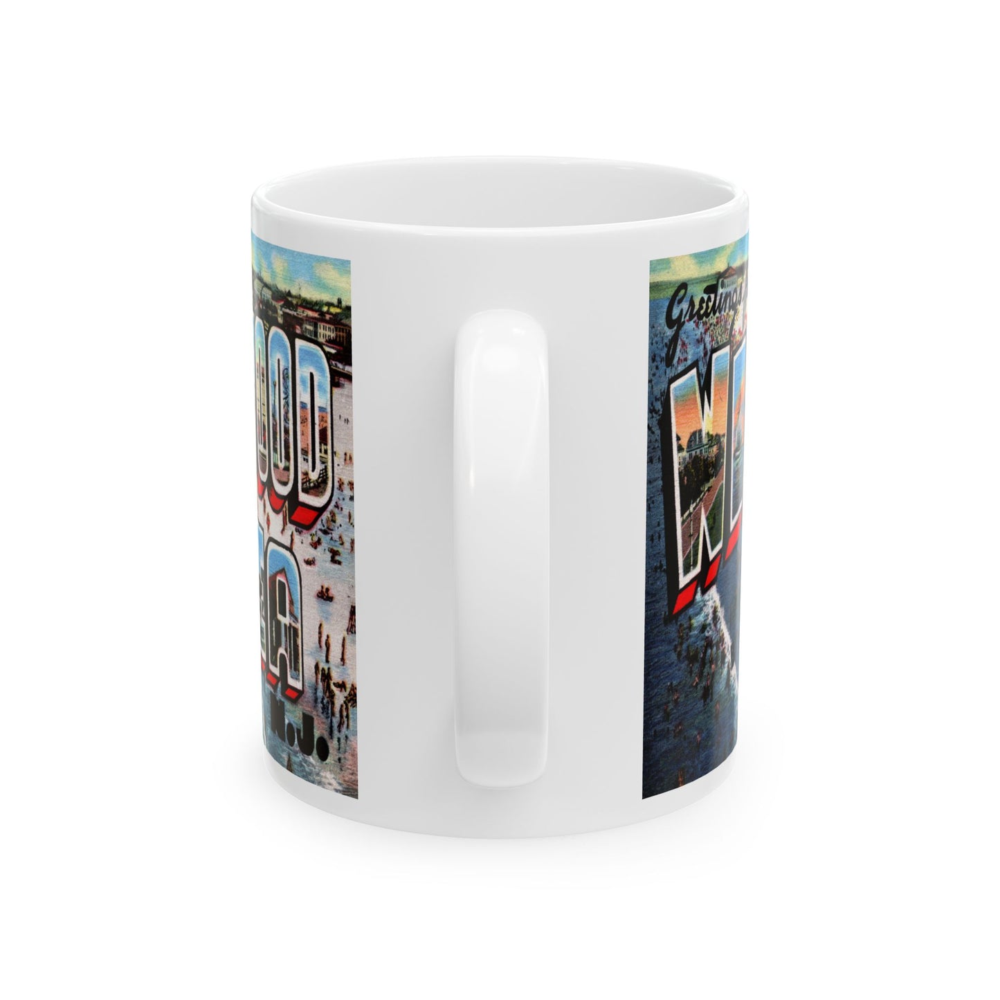 Memebly Scenic Vintage Beach Greetings from Wildwood by the Sea NJ New Jersey Coffee Mug