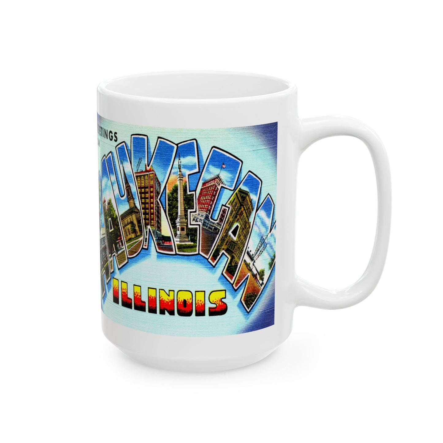 Memebly Vintage Greetings from Waukegan IL Coffee Mug