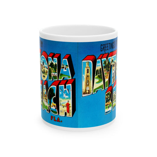 Memebly Colorful Vintage Greetings from Daytona Beach FL Florida Coffee Mug