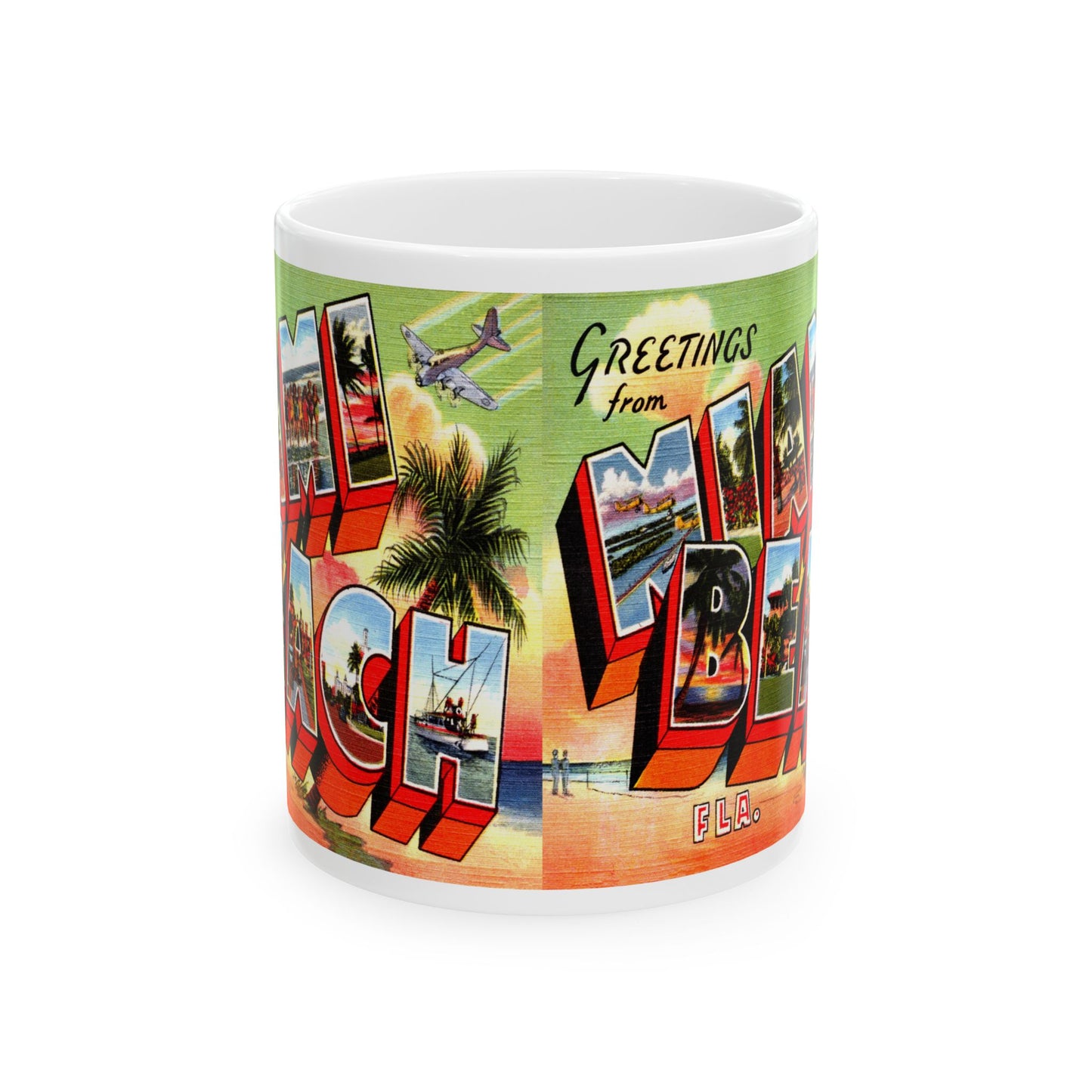 Memebly Colorful Retro Greetings from Miami Beach FL Florida Coffee Mug