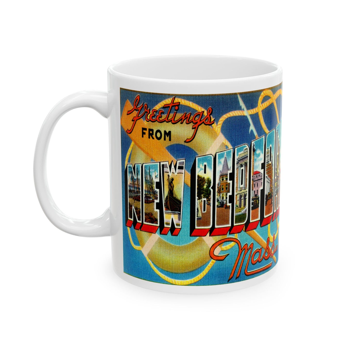 Memebly Colorful Retro Greetings from New Bedford MA Massachusetts Coffee Mug