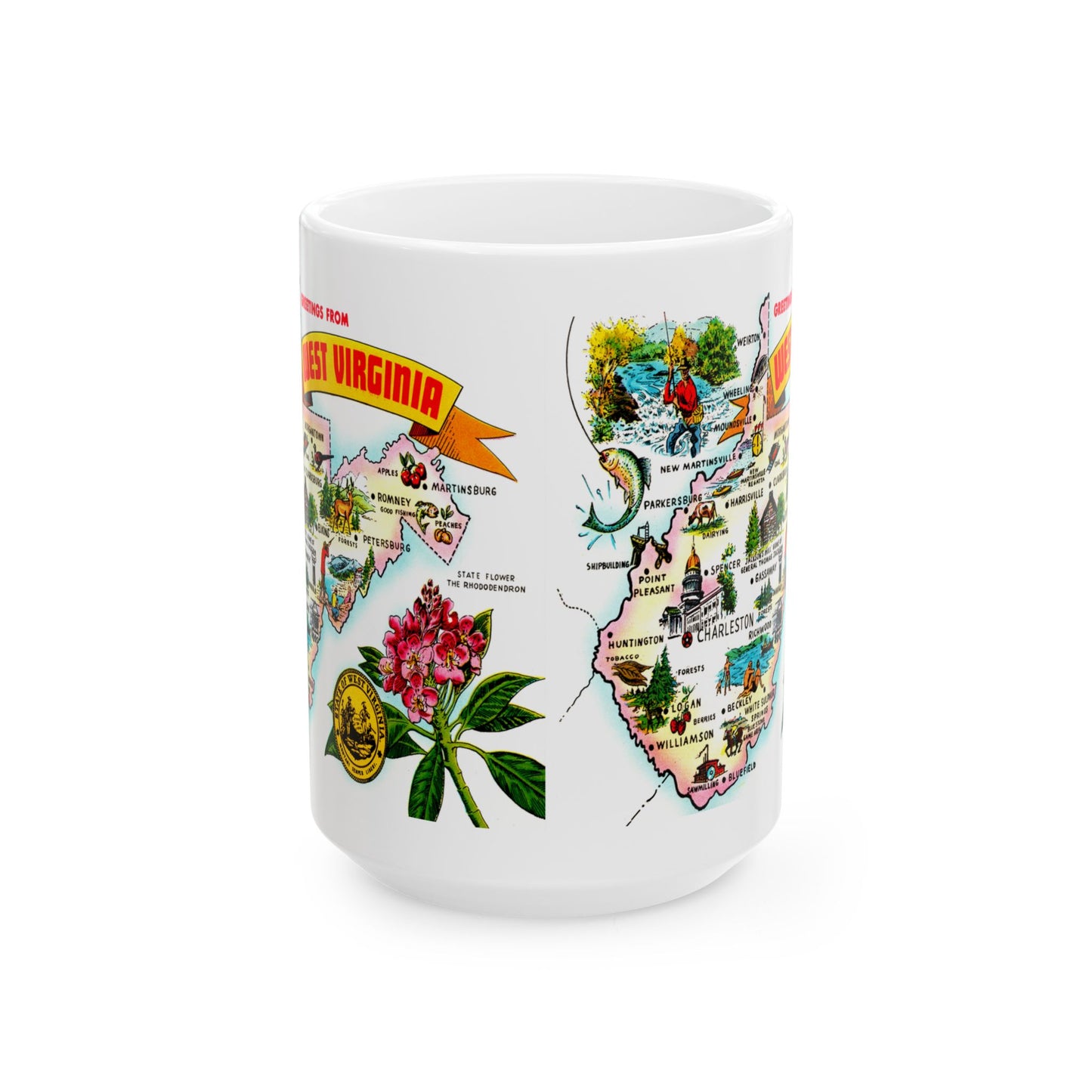 Memebly Vintage Greetings from West Virginia VA Map Coffee Mug