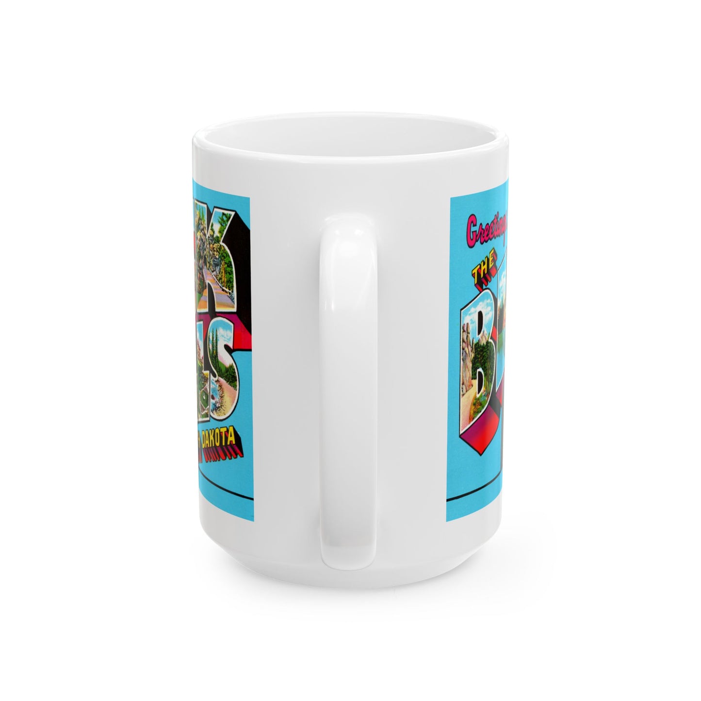 Memebly Colorful Retro Greetings from Black Hills SD South Dakota Coffee Mug