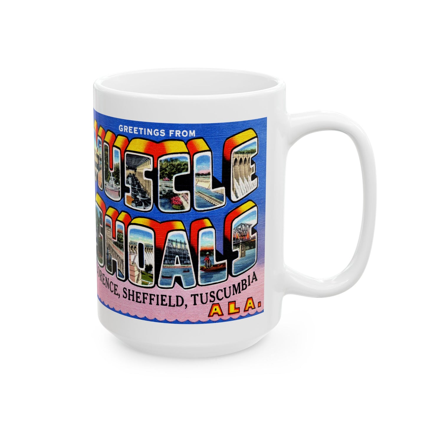 Memebly Vintage Greetings from Muscle Shoals AL Coffee Mug