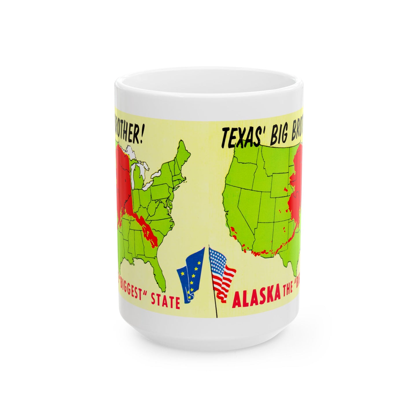 Memebly Vintage Texas Big Brother Alaska  Map Coffee Mug