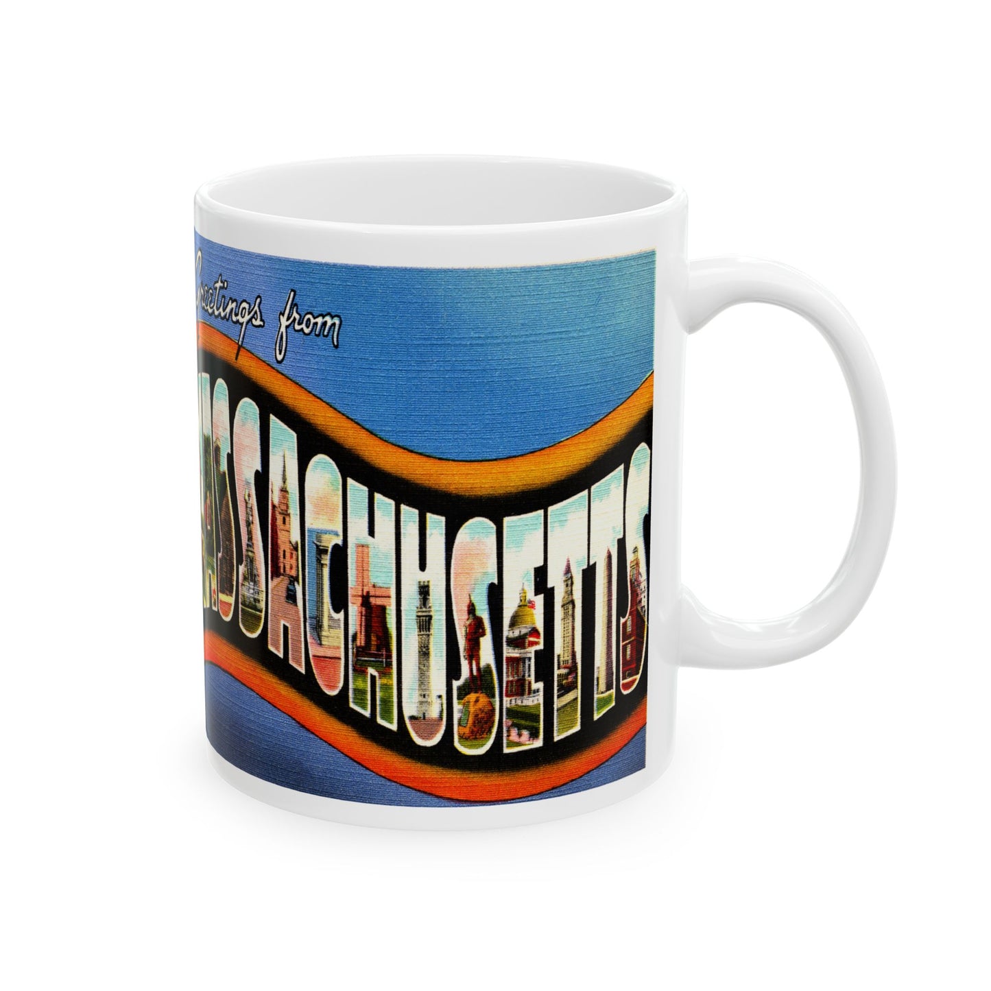 Memebly Retro Greetings from Massachusetts MA Coffee Mug