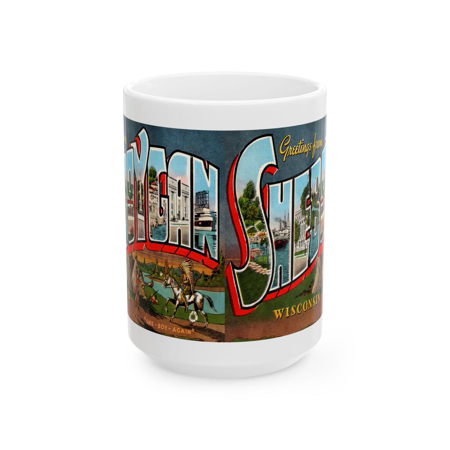 Memebly Vintage Greetings from Sheboygan WY Wyoming Coffee Mug