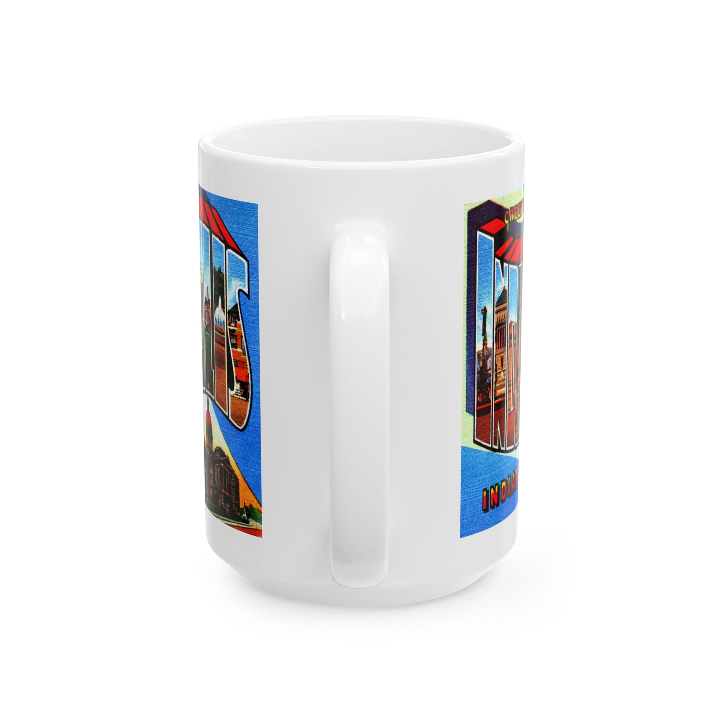 Memebly Colorful Retro Greetings from Indianapolis IN Indiana Coffee Mug