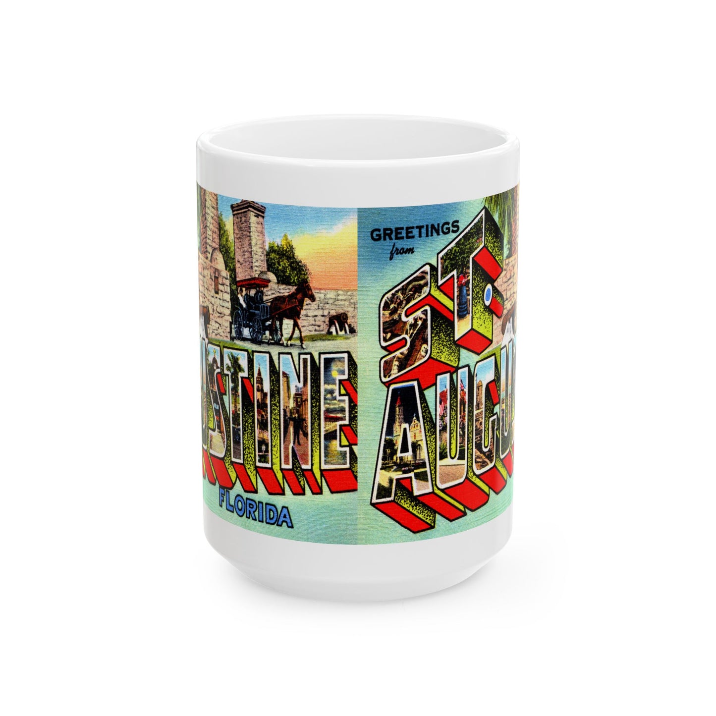 Memebly Colorful Retro Greetings from St Augustine FL Florida Coffee Mug