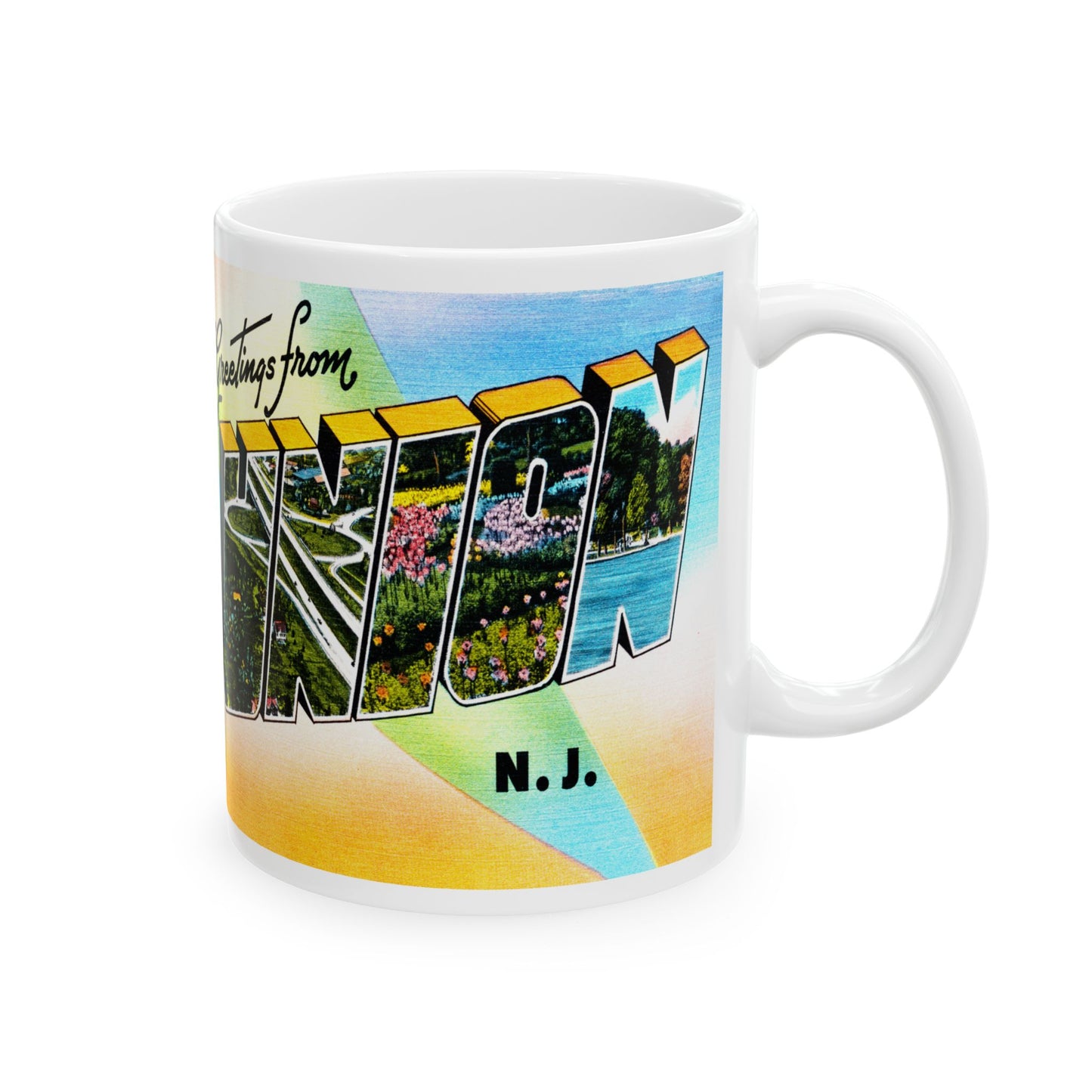 Memebly Vintage Greetings from Union NJ New Jersey Coffee Mug