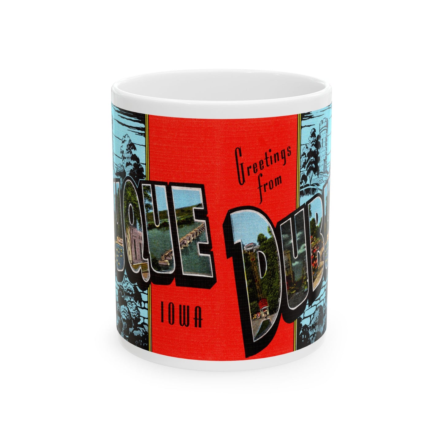 Memebly Vintage Greetings from Dubuque IA Coffee Mug