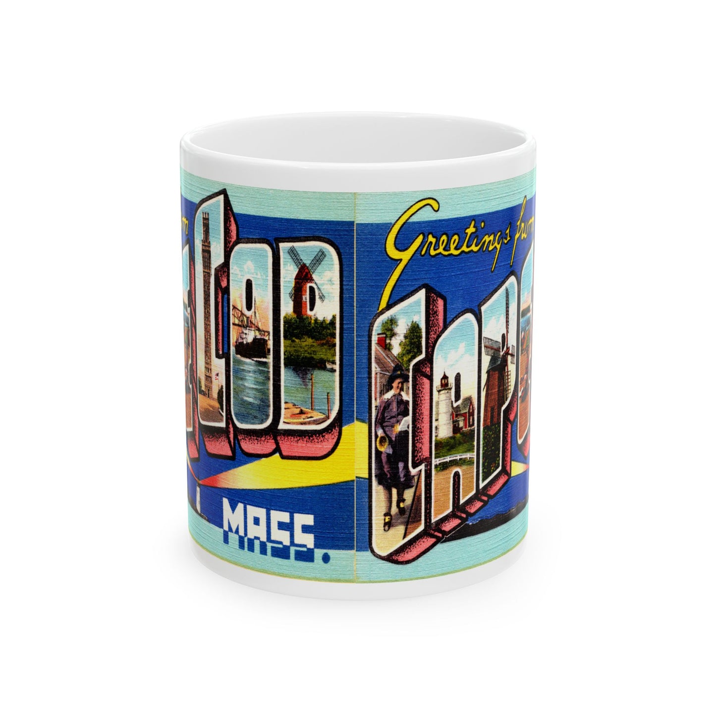 Memebly Vintage Retro Greetings from Cape Cod MA Massachusetts Coffee Mug