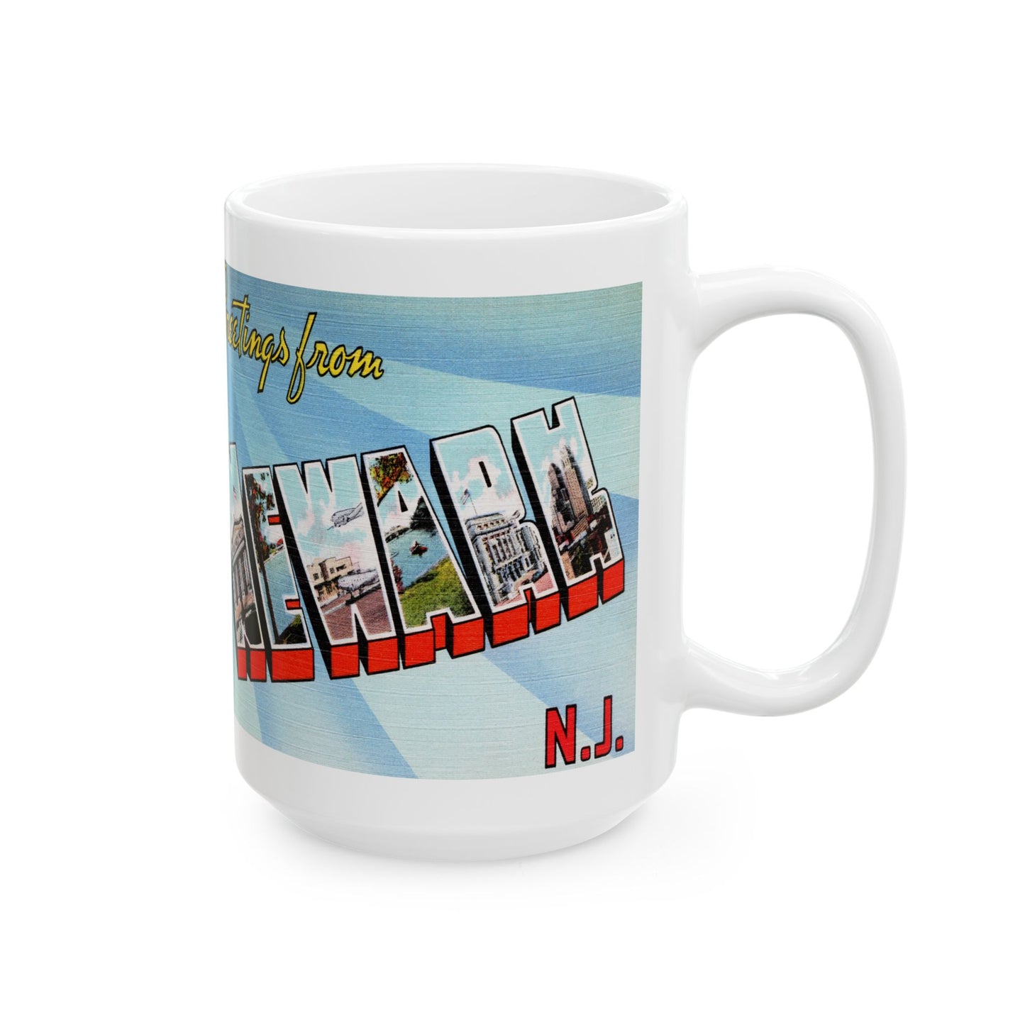 Memebly Vintage Greetings from Newark NJ New Jersey Coffee Mug