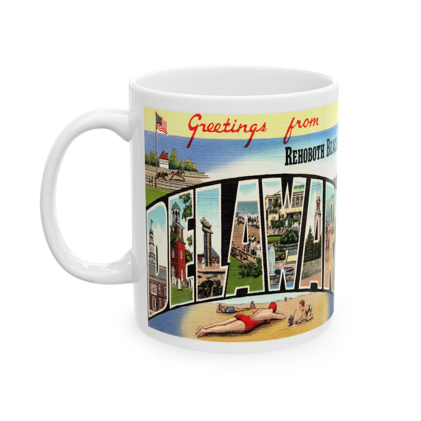 Memebly Vintage Scenic Greetings Rehoboth Beach DE Delaware Coffee Mug