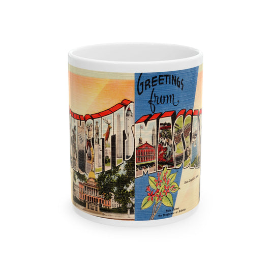 Memebly Retro Vintage Greetings from Massachusetts MA Coffee Mug