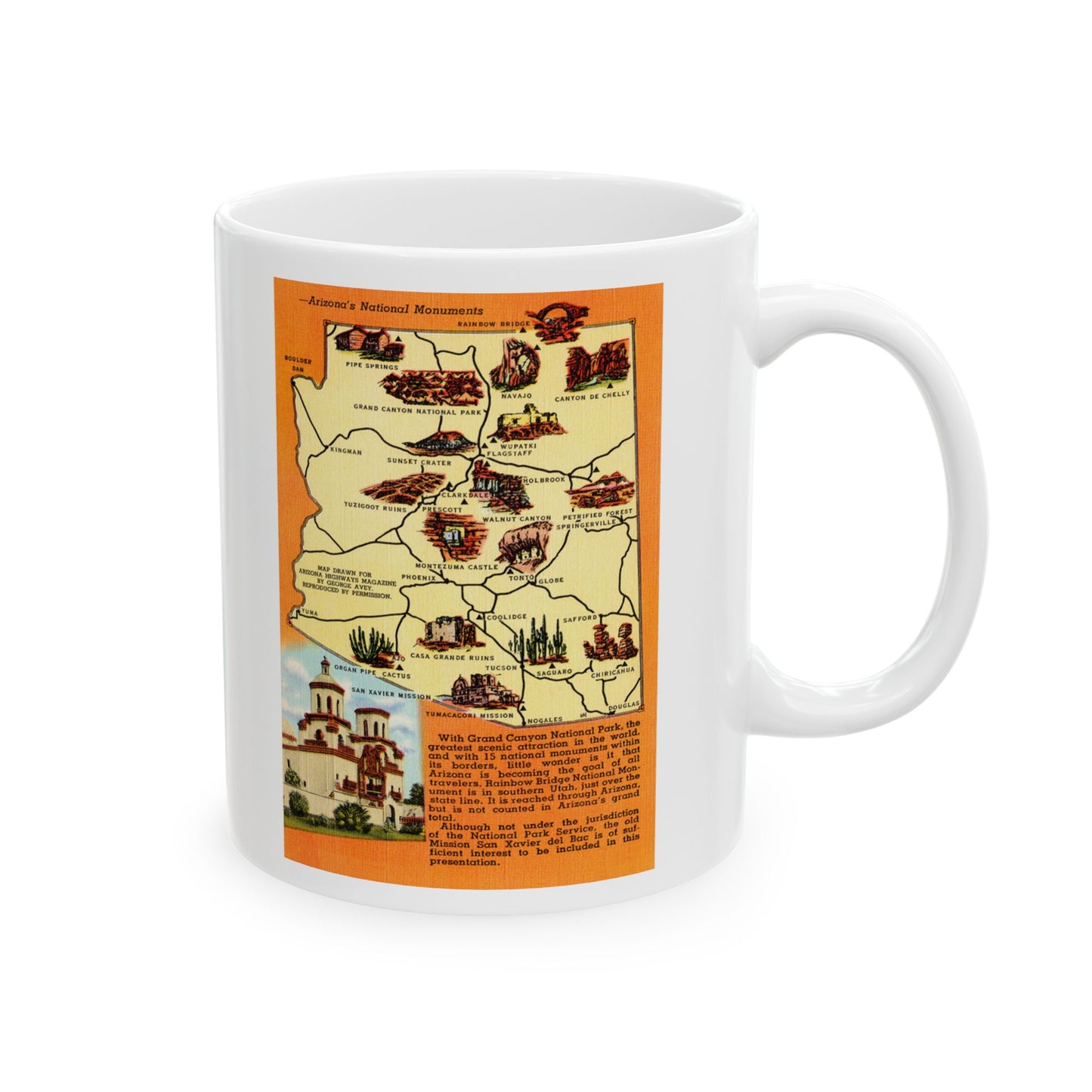 Memebly Vintage AZ Arizona Monuments Map Coffee Mug