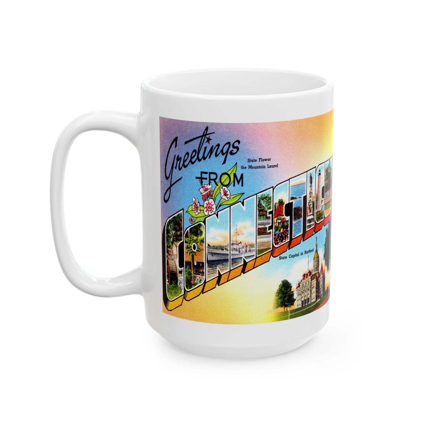 Memebly Vintage Greetings from Connecticut CT Coffee Mug