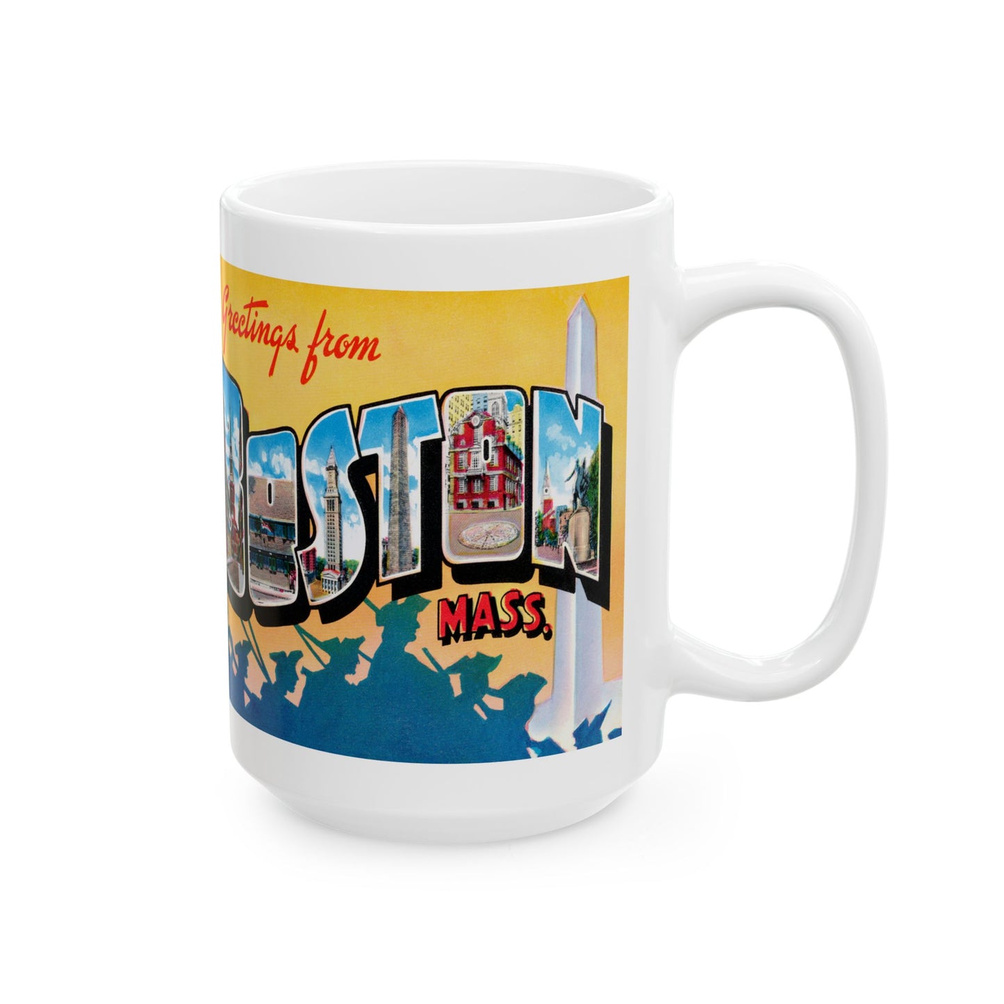 Memebly Retro 1950s Greetings from Boston MA Massachusetts Coffee Mug