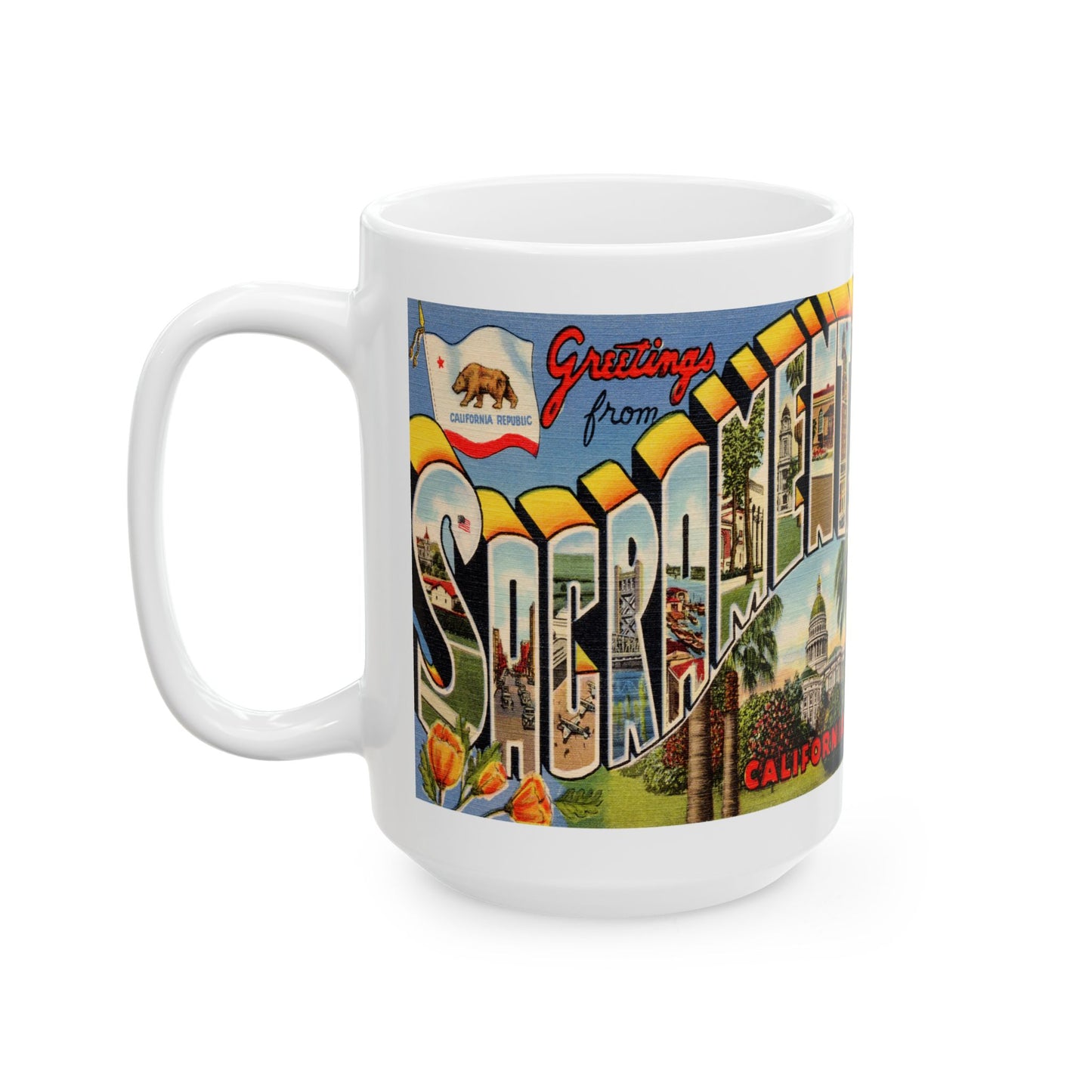 Memebly Retro Greetings from Sacremento CA California Coffee Mug