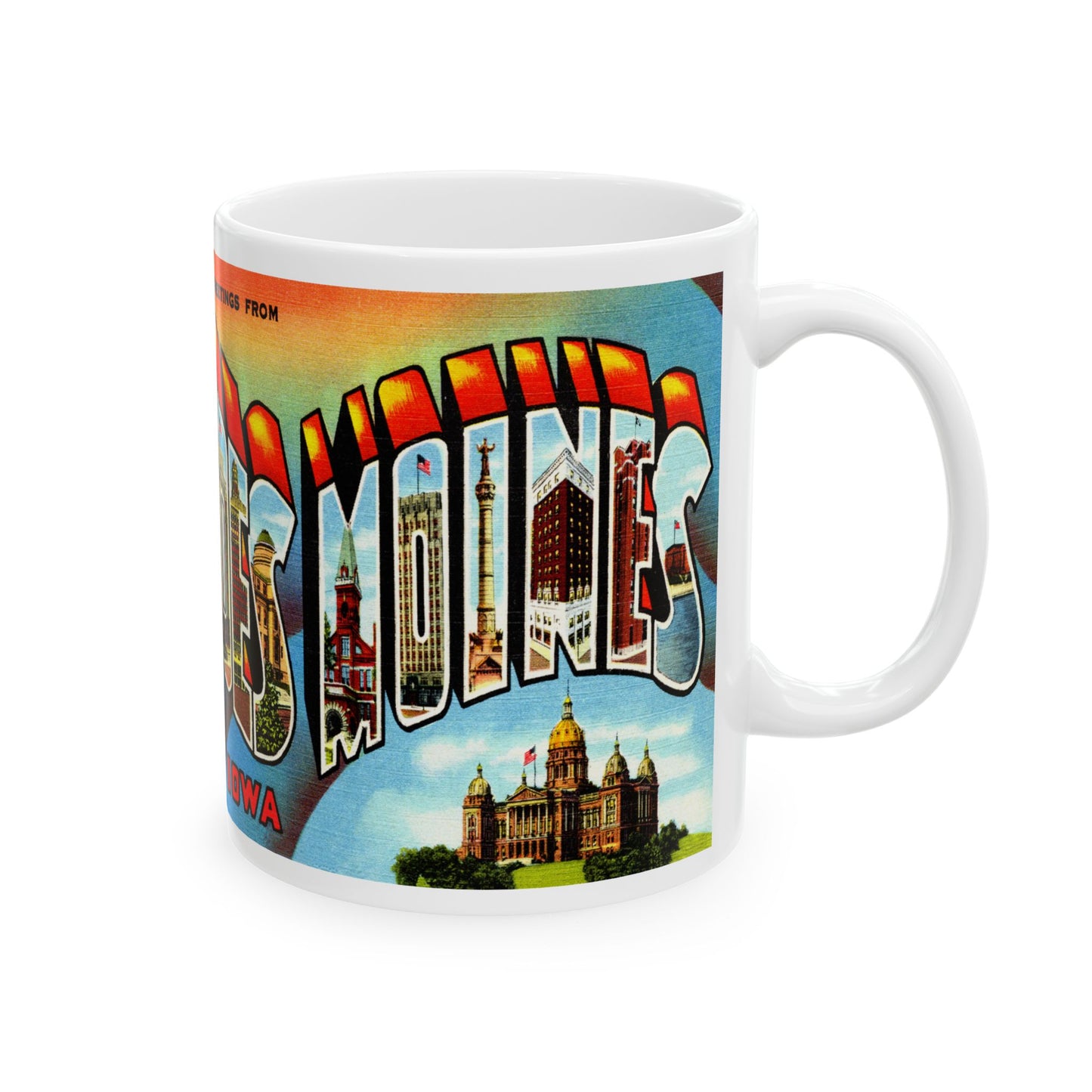 Memebly Vintage Greetings from Des Moines IA Coffee Mug