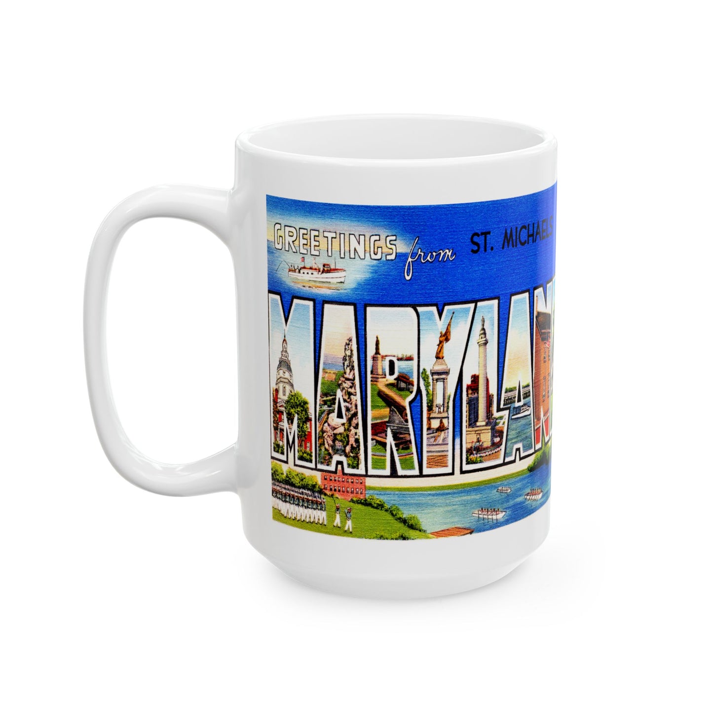 Memebly Vintage Greetings from Saint St Michaels MD Maryland Coffee Mug